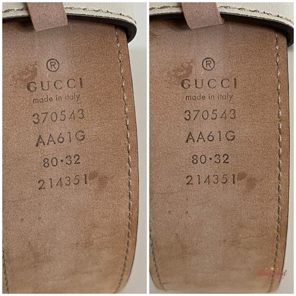 Authentic Gucci Cream Guccissima Leather Gold Interlocking G Buckle Belt 80/32 - Picture 7 of 13